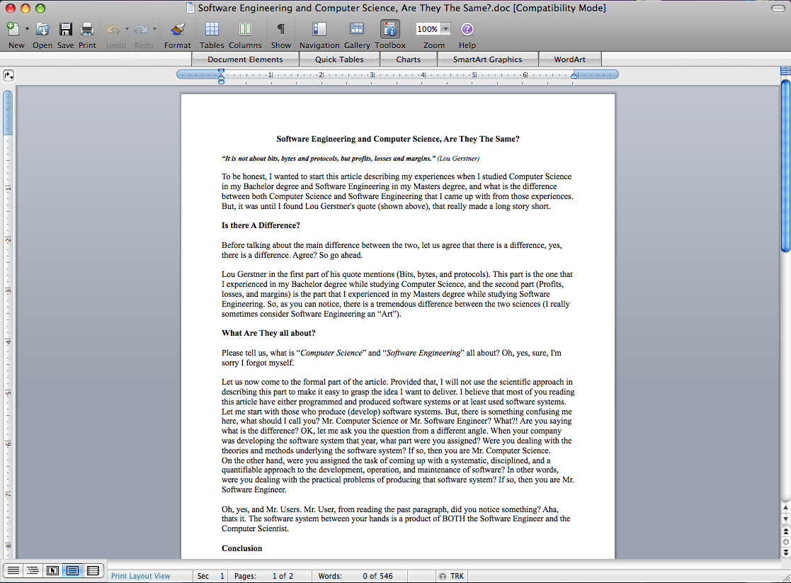 Microsoft Word 2008 for Mac Document Editing (2008)